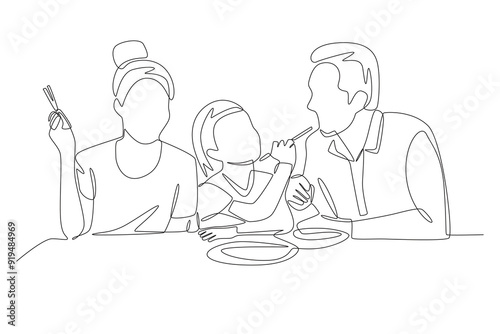 Family gatherings concept one-line drawing