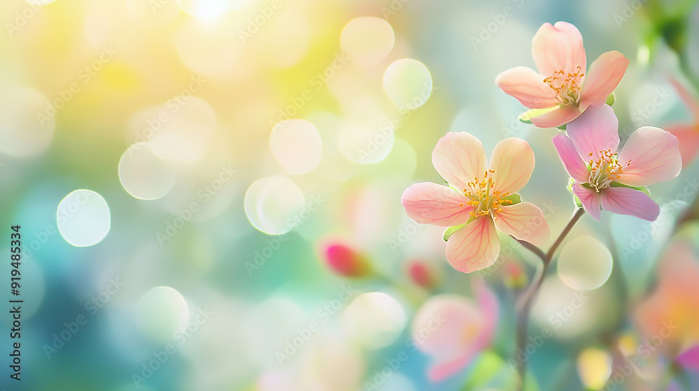summer flowers on Blurred background with soft pastel colors, bokeh effect, pink green yellow white summer flowers on Blurred background with soft pastel colors, bokeh effect, pink green yellow white