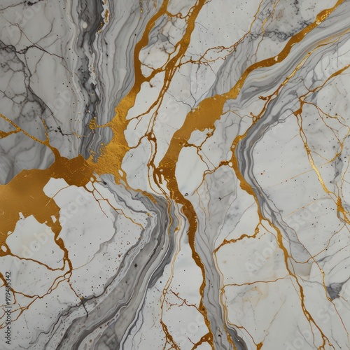 A calacatta gold marble texture dramatic veining with hints of gold and grey on a white background