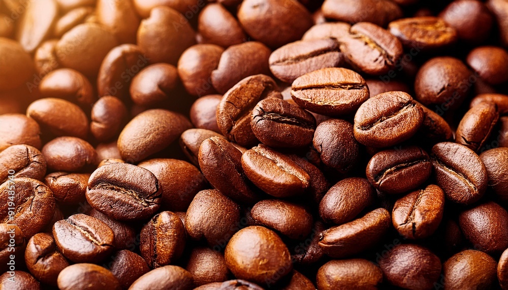 Naklejka premium Coffee beans background or texture closeup. Coffee concept.