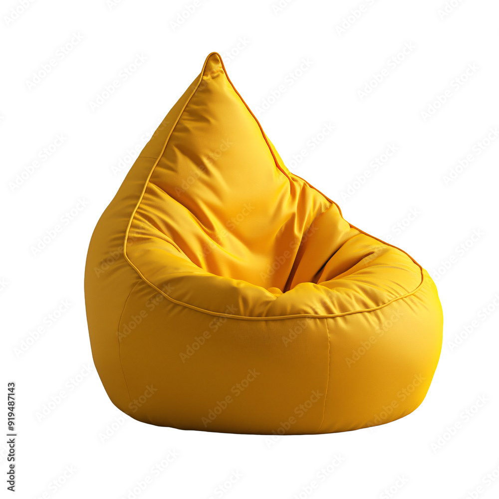 Cozy 3D Cartoon Yellow Bean Bag Chair on White Background | Fun and Relaxing Furniture Photography Cozy 3D Cartoon Yellow Bean Bag Chair on White Background | Fun and Relaxing Furniture Photography