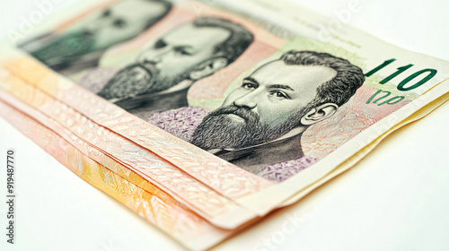 Ukrainian Hryvnia Banknotes on White Background