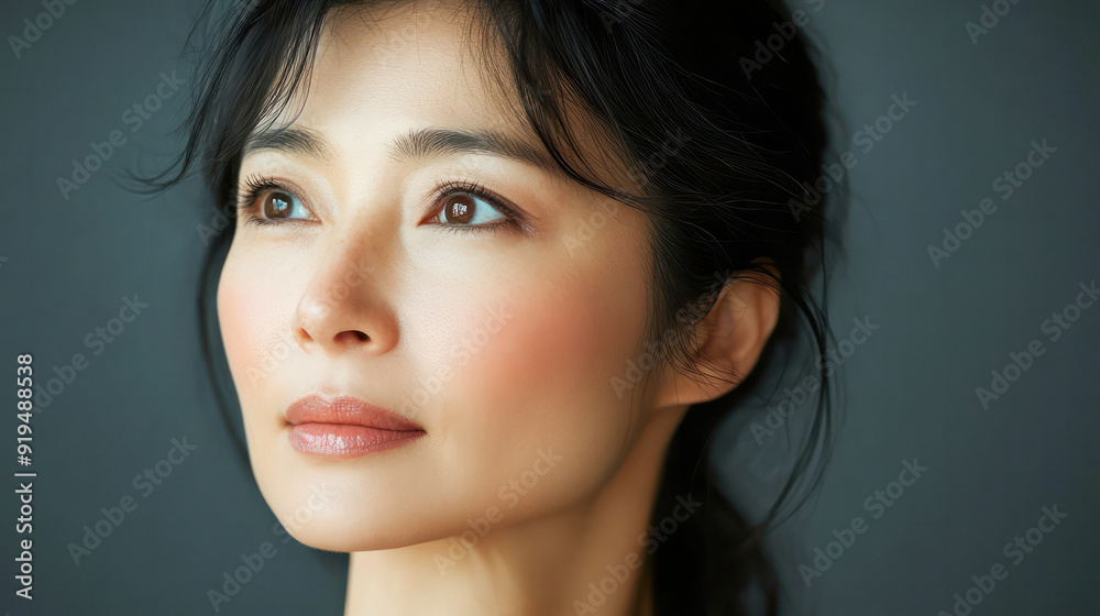 A woman with dark hair and a dark face looking at the camera. Generative AI A woman with dark hair and a dark face looking at the camera. Generative AI