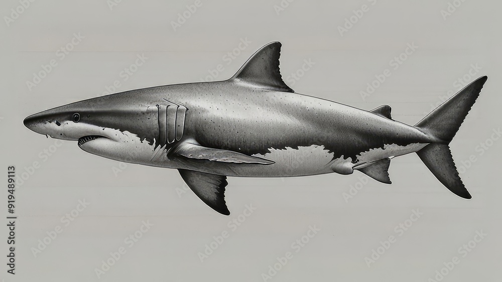 a pen and ink drawing of shark with white background a pen and ink drawing of shark with white background