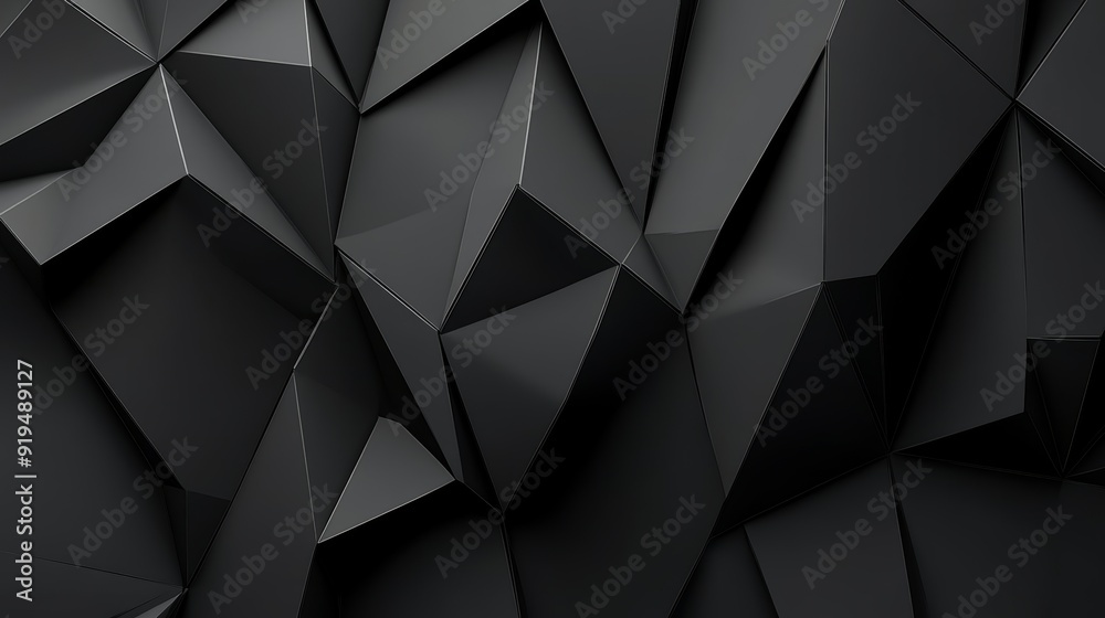 An interior design background made from black 3D polygons. An interior design background made from black 3D polygons.