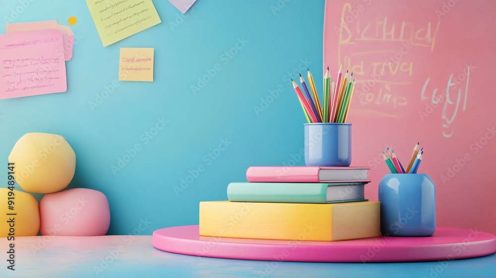 colorful school display with copy space colorful school display with copy space