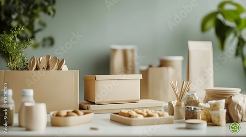 Biodegradable Packaging Symbolizing Eco-Friendly Innovation and Sustainable Future