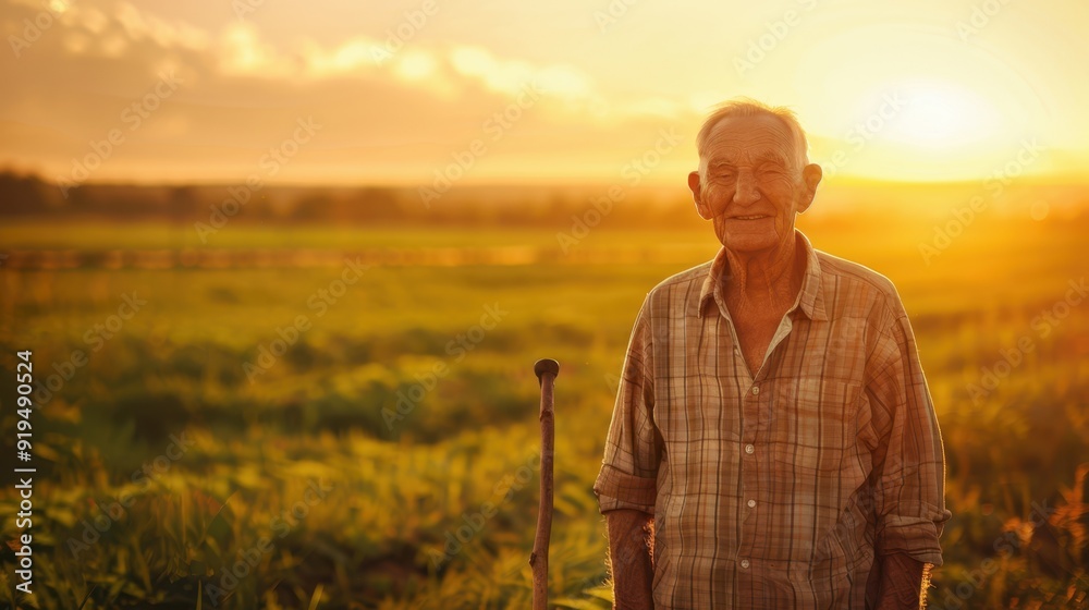 The Senior Farmer at Sunset The Senior Farmer at Sunset