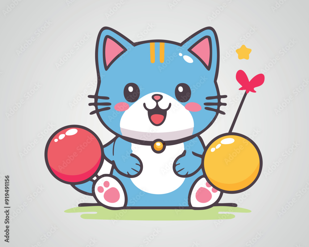 Cute Cat Icon Vector | Adorable Feline Character Design