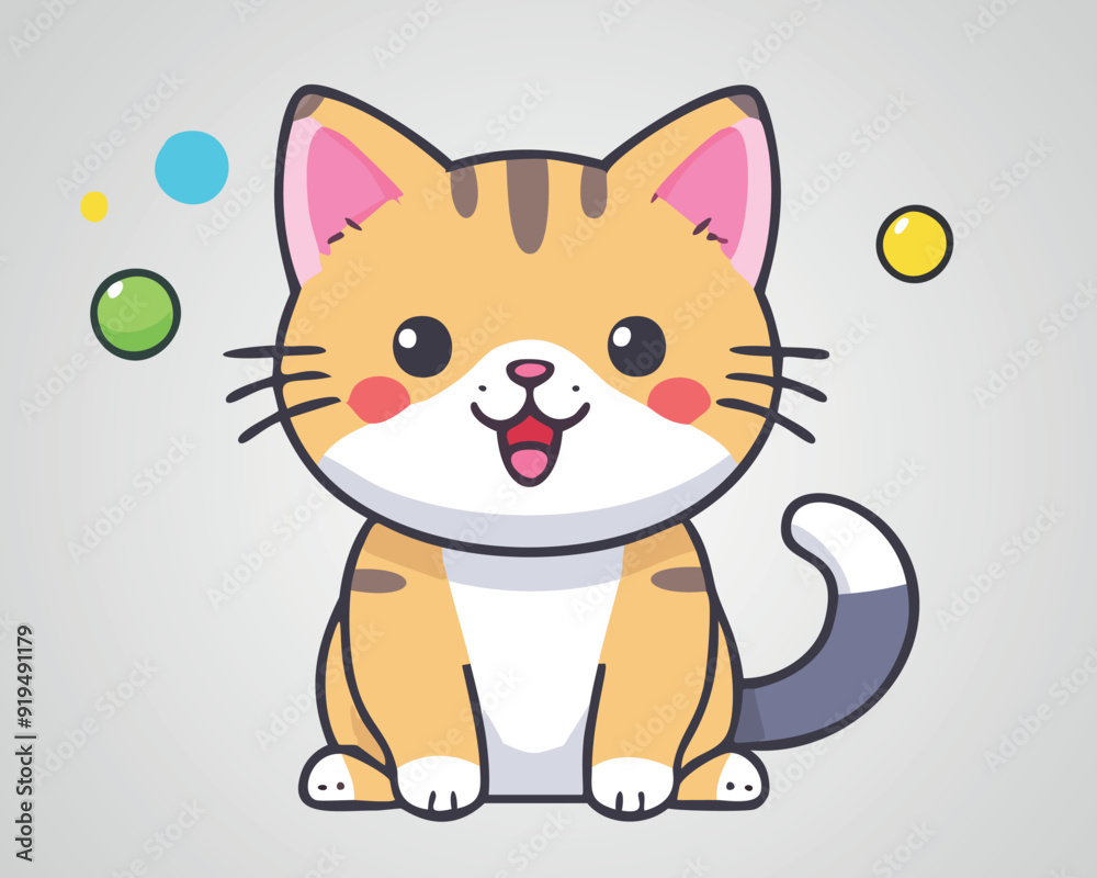 Cute Cat Icon Vector | Adorable Feline Character Design Cute Cat Icon Vector | Adorable Feline Character Design