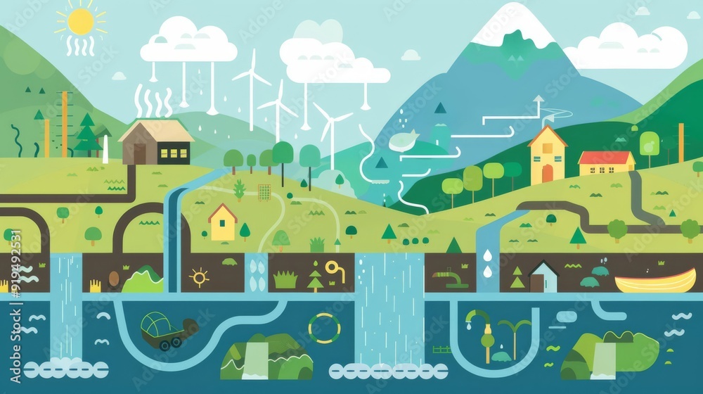Access to clean water, disparity between regions, flat design illustration Access to clean water, disparity between regions, flat design illustration