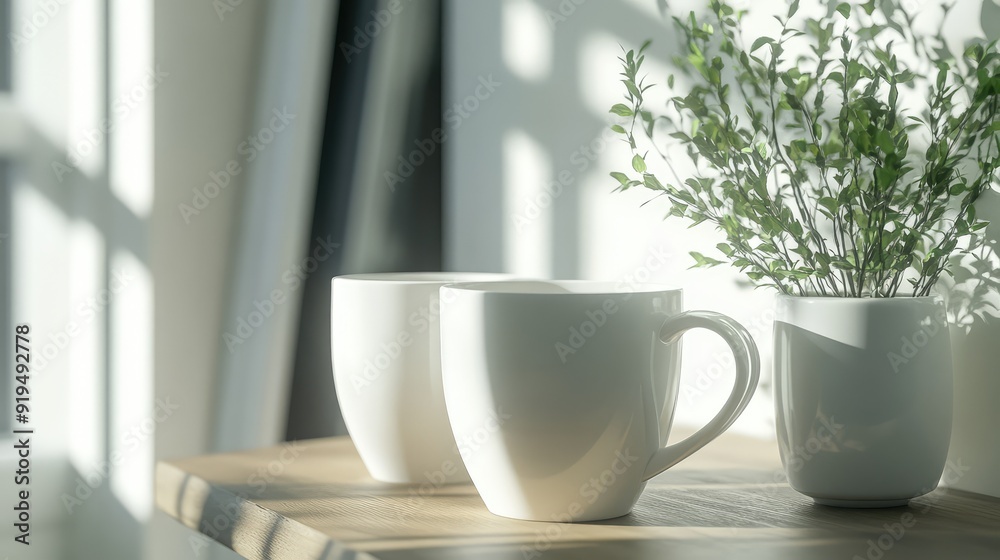 White ceramic mug installation in home interior. Ai generation White ceramic mug installation in home interior. Ai generation