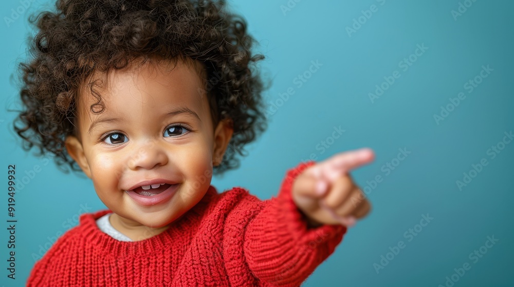The smiling baby in red