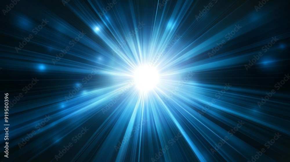 Blue background with digital lines of light and light speed wallpaper.