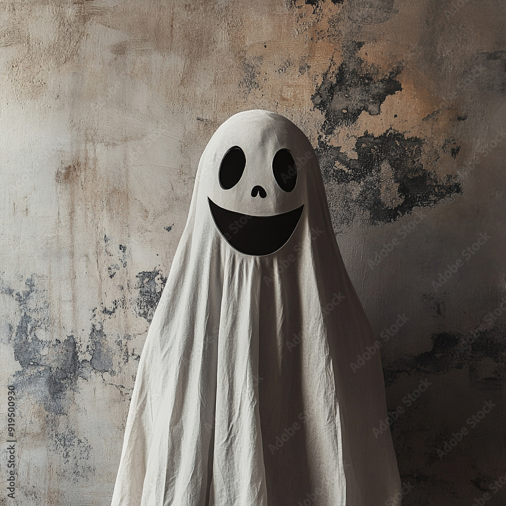 Scary halloween Ghost against a grey background Scary halloween Ghost against a grey background