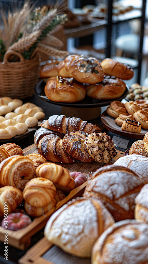 Visuals portraying the delightful array of artisanal baked goods ready for enjoyment Visuals portraying the delightful array of artisanal baked goods ready for enjoyment