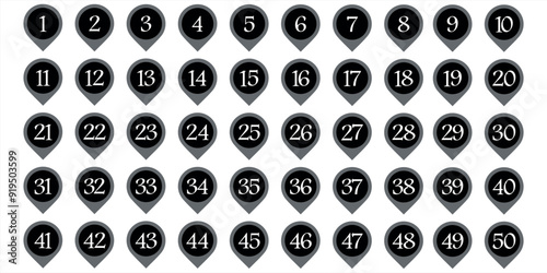 Design numbers 1 to 50 premium digital black and white circle icon . 2 photo