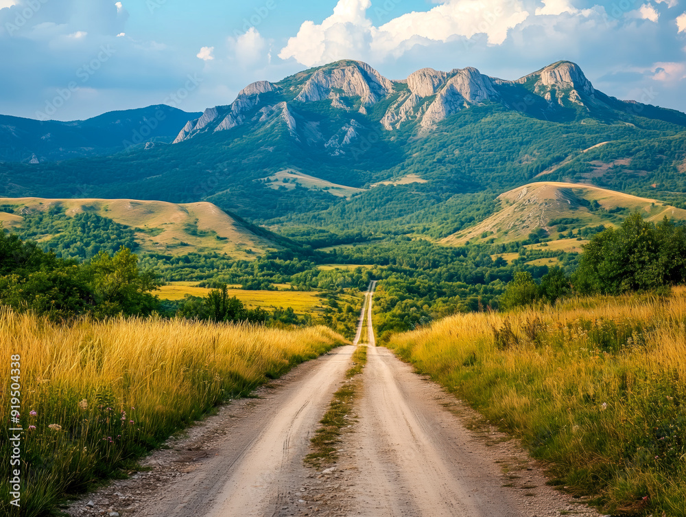 Fototapeta premium Road landscape view of mountains