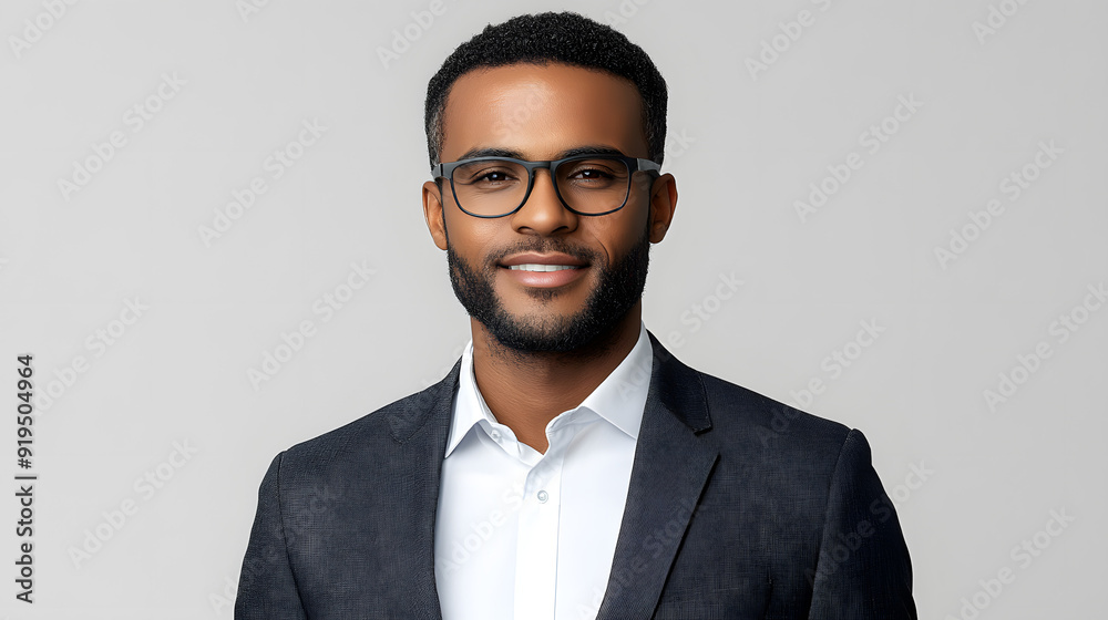 Closeup of African american man with beard looking at camera smiling Closeup of African american man with beard looking at camera smiling