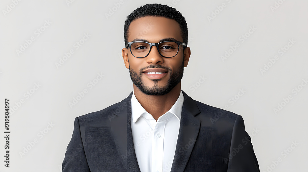 Closeup of African american man with beard looking at camera smiling Closeup of African american man with beard looking at camera smiling