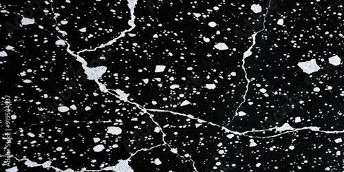 Black and white terrazzo floor texture abstract background. real black terrazzo texture background. black stone with white and grey fragment background. abstract trendy luxury concept background. 