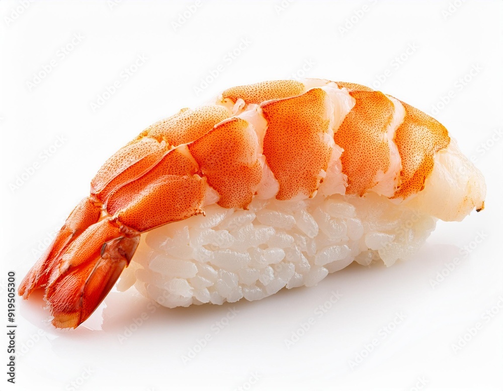 Sushi with rice and shrimp isolated on white background. Japan restaurant menu.. Sushi with rice and shrimp isolated on white background. Japan restaurant menu..