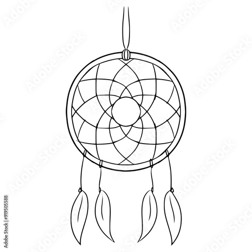 dream catcher illustration outline vector