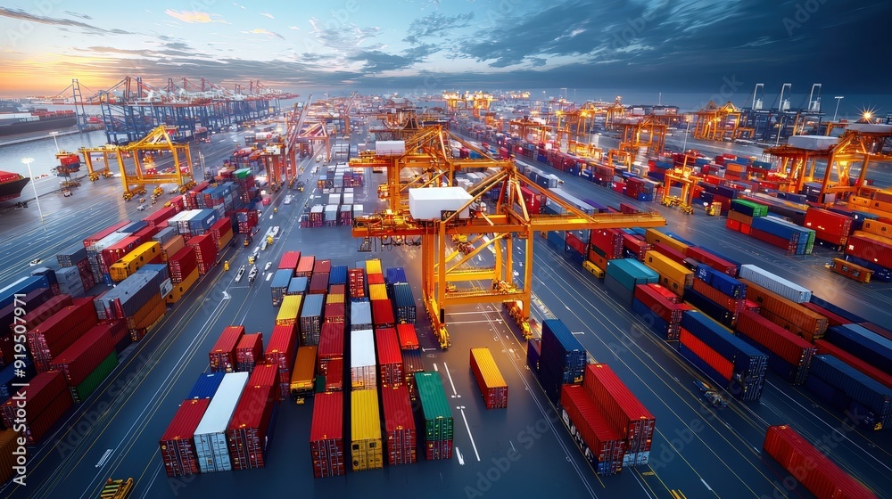 Obraz premium Conceptualization of an automated cargo tracking smart port