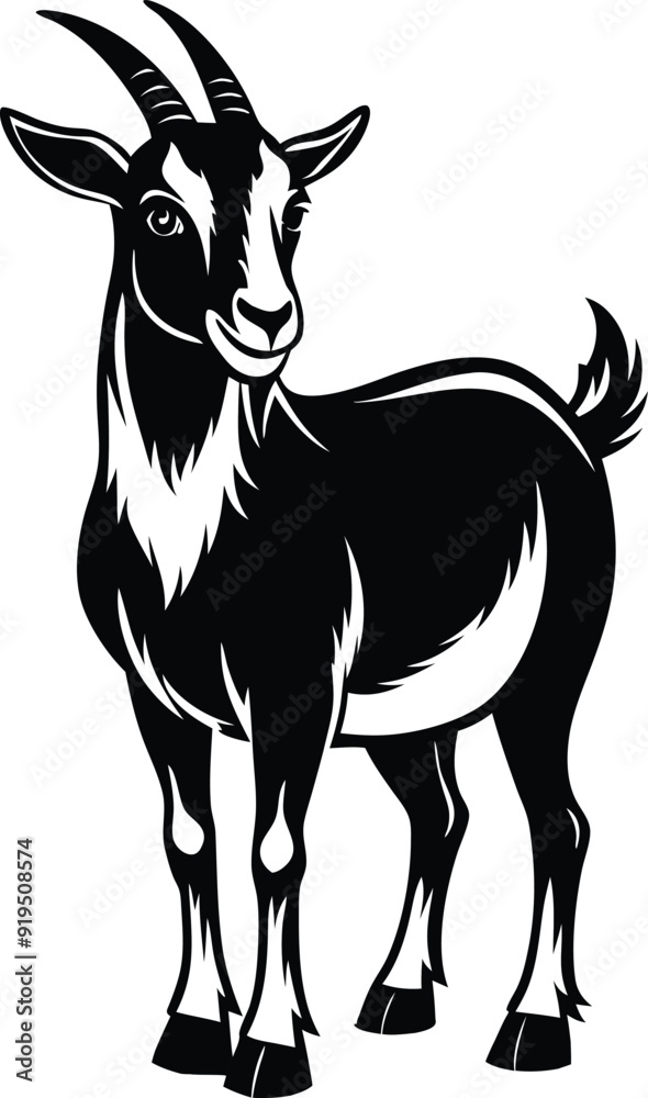 A realistic black and white Goat Vector Art 