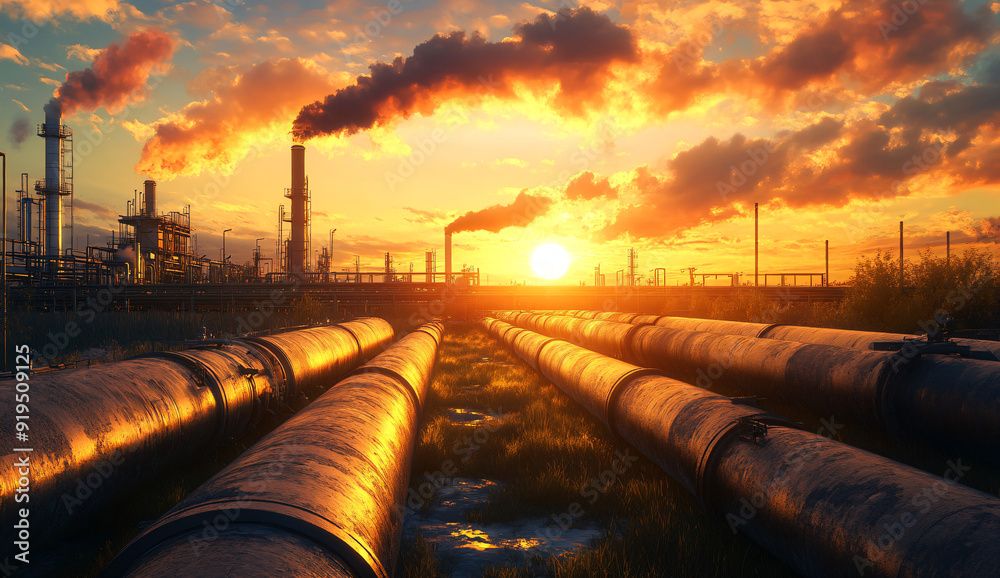 Oil Pipeline at Sunset. Oil Pipeline at Sunset.
