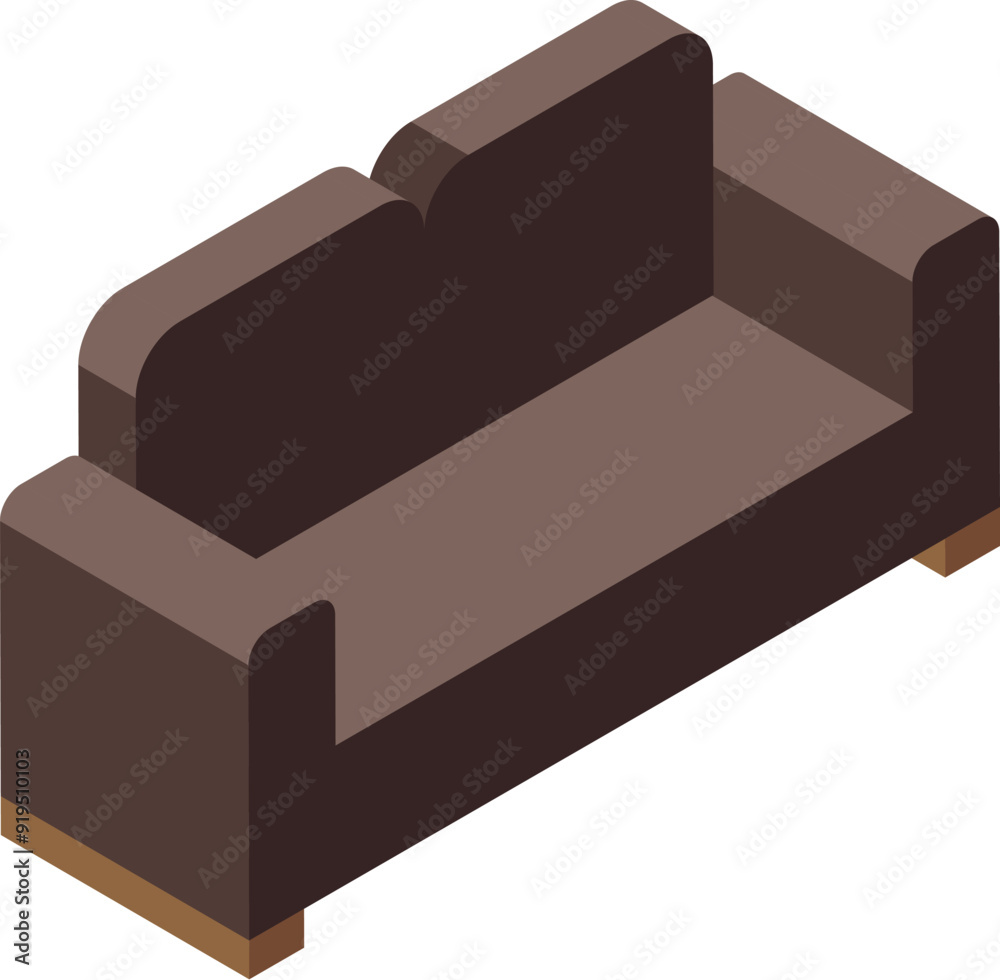 This isometric icon features a brown sofa, perfect for enhancing your living room interior design projects This isometric icon features a brown sofa, perfect for enhancing your living room interior design projects