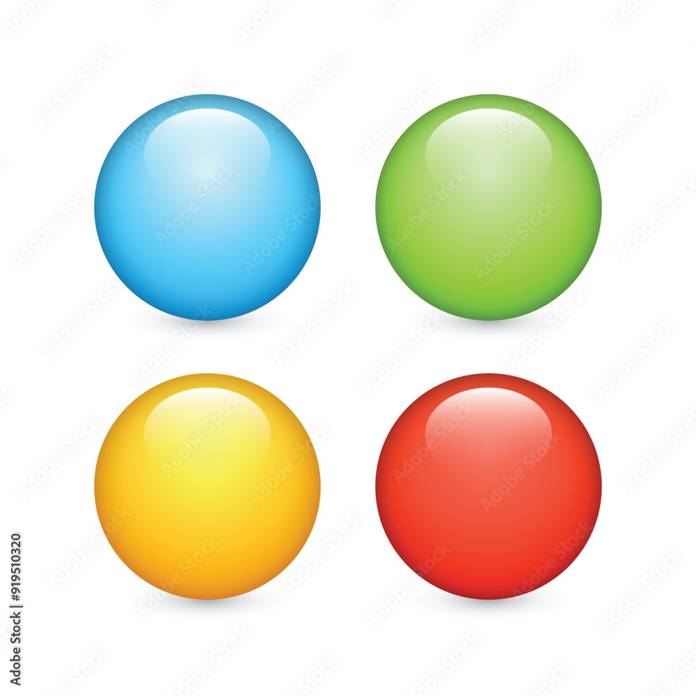 Red green blue yellow button set. Vector illustration Red green blue yellow button set. Vector illustration