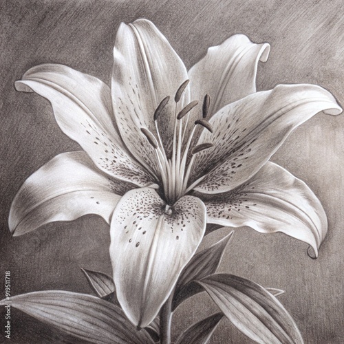 Stunning Detailed Monochrome Lily Flower Drawing Perfect for Art and Design Projects