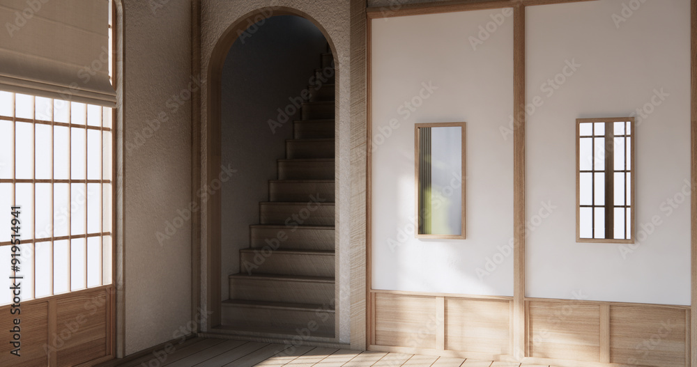 Fototapeta premium Japan style living area in living room japan style and decoration.