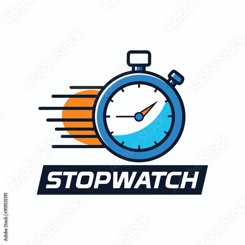 Stopwatch clock logo icon vector design, Morning alert, wake up time, timepiece concept.