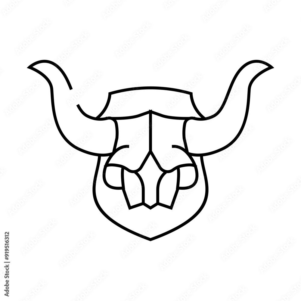 skull cow horn animal line icon vector. skull cow horn animal sign. isolated contour symbol black illustration skull cow horn animal line icon vector. skull cow horn animal sign. isolated contour symbol black illustration