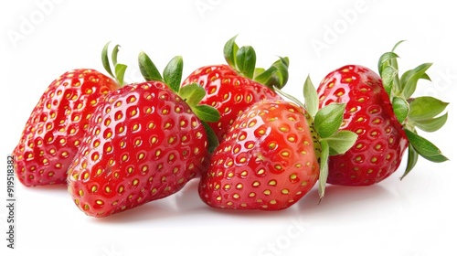 Wallpaper Mural Fresh ripe strawberries isolated on white background with clipping path Torontodigital.ca