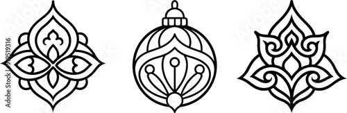 Ornament outline coloring book page for kids