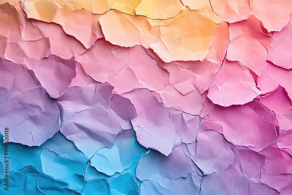 A vibrant gradient of crinkled paper in soft pastel tones, creating a visually appealing backdrop for various artistic projects. A vibrant gradient of crinkled paper in soft pastel tones, creating a visually appealing backdrop for various artistic projects.