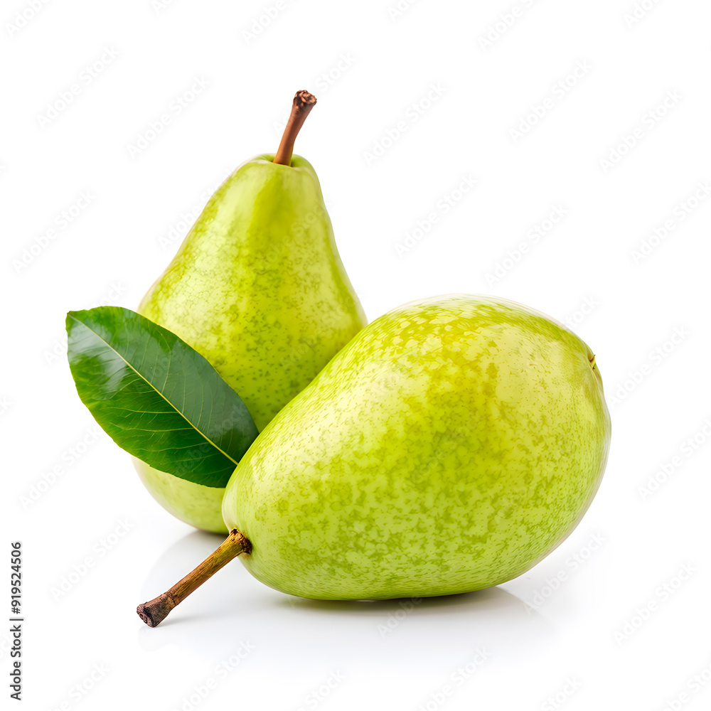 Pear with leaf isolated on white background Pear with leaf isolated on white background