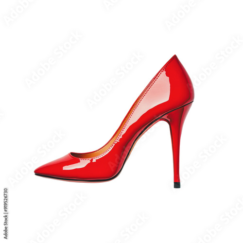 PNG Elegant red high heel shoe with pointed toe design