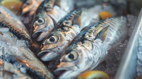 Preparing horse mackerel for cooking close up photo photo