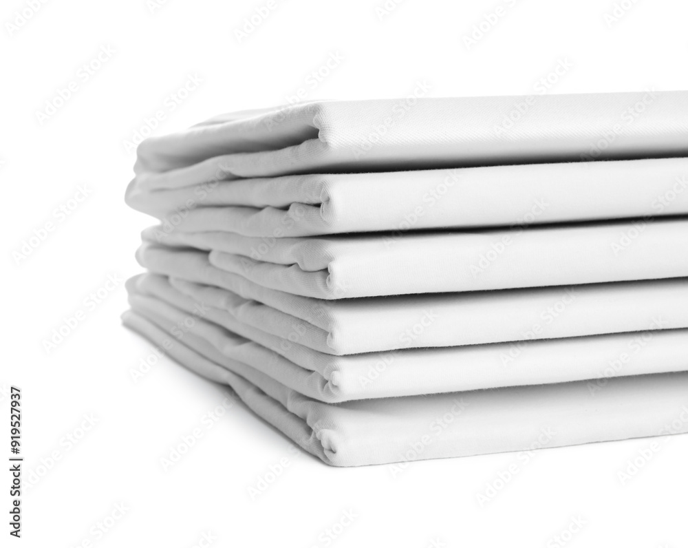 Stack of clean t-shirts isolated on white Stack of clean t-shirts isolated on white
