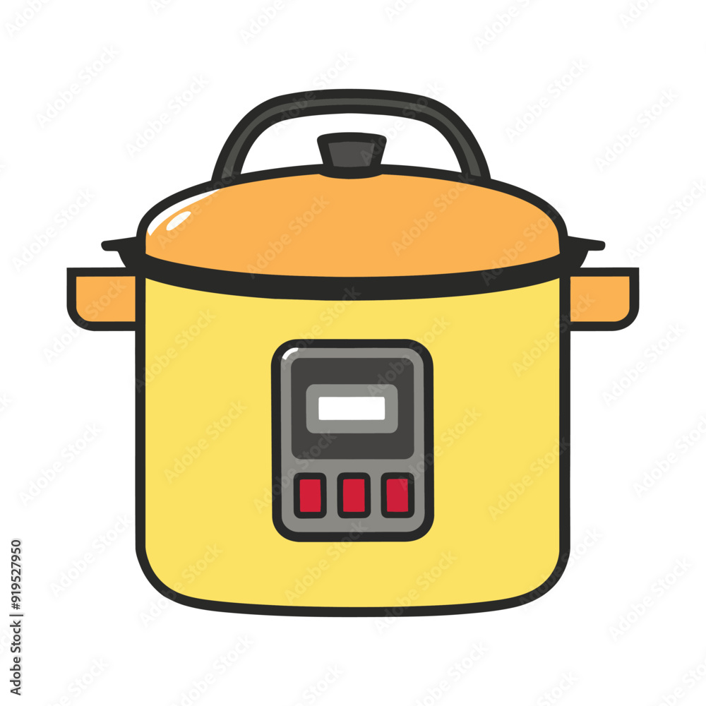 A flat vector illustration of pressure cooker isolated on white background A flat vector illustration of pressure cooker isolated on white background