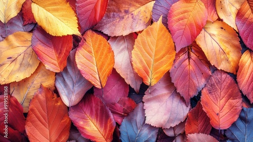 Beautiful autumn leaves of varying colors covering the ground in a serene outdoor setting