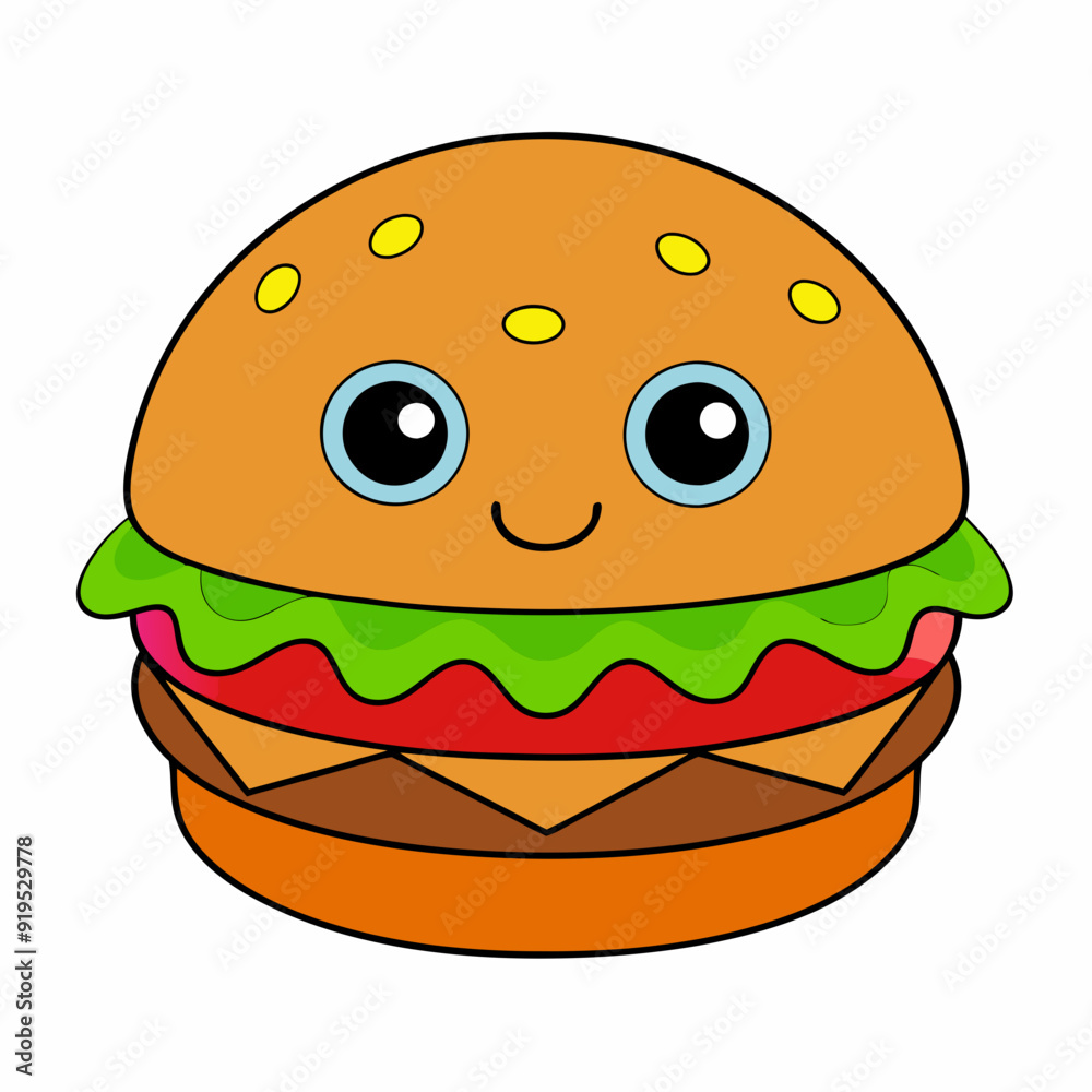 An American style burger art vector illustrator An American style burger art vector illustrator