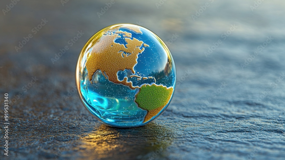A colorful globe made of glass depicting the Earth, symbolizing environmental awareness and global connectivity. A colorful globe made of glass depicting the Earth, symbolizing environmental awareness and global connectivity.