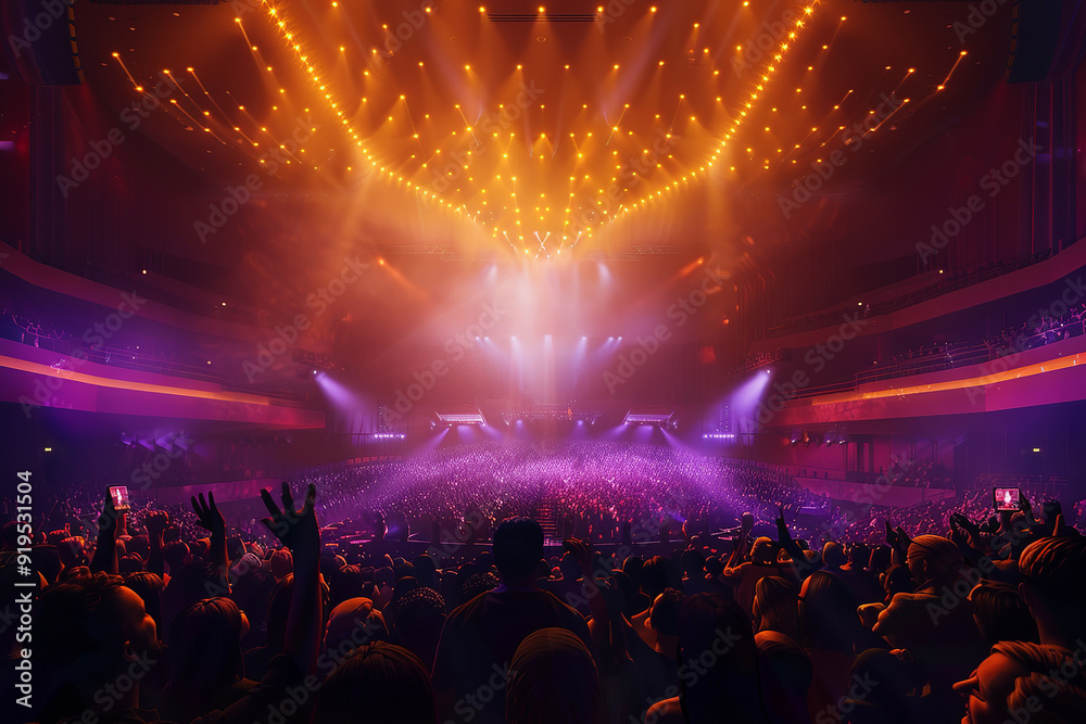People at a nightclub. Silhouette Crowded People in Concert Hall, fans dancing and cheering. People dancing at the party with hands up. Nightlife and disco concept. People at a nightclub. Silhouette Crowded People in Concert Hall, fans dancing and cheering. People dancing at the party with hands up. Nightlife and disco concept.