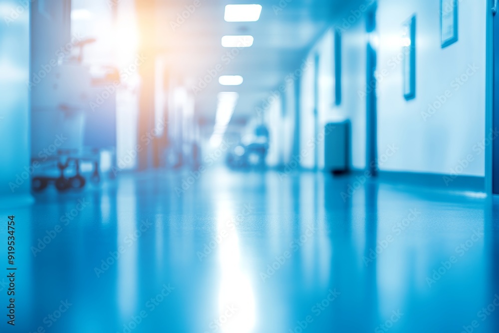 Background of abstract medical equipment - blurred interior of hospital.