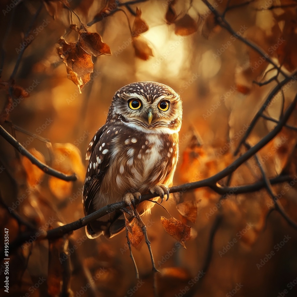 A watchful owl, full of curiosity. A watchful owl, full of curiosity.